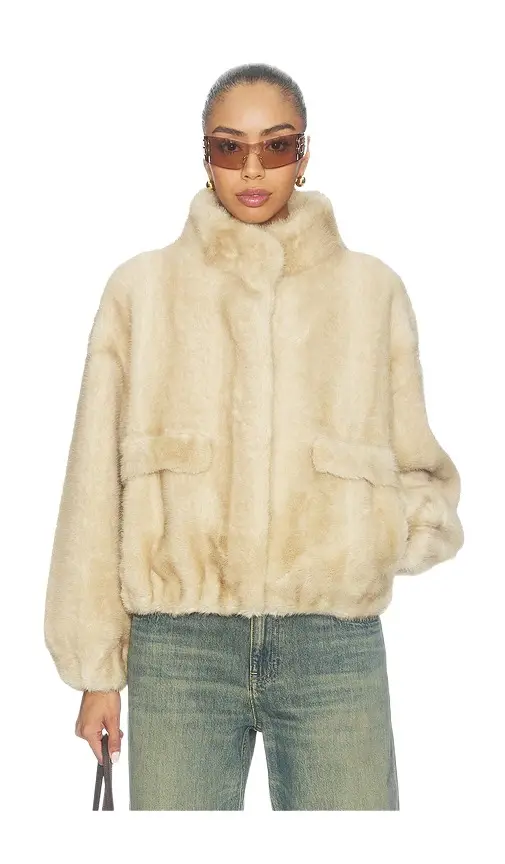 Apparis Iris Shaved Faux Mink Bomber Jacket
