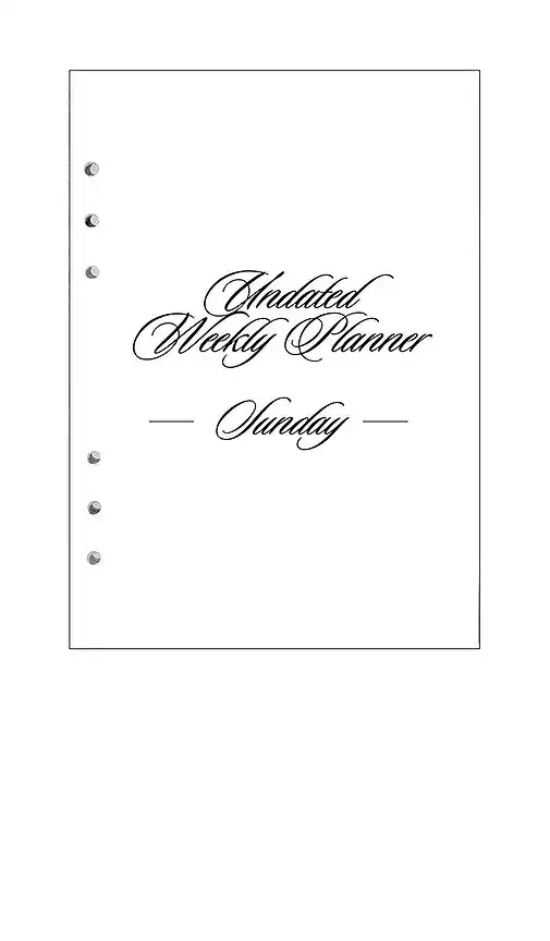 STIL Undated Weekly Planner Insert Sunday 6 Ring
