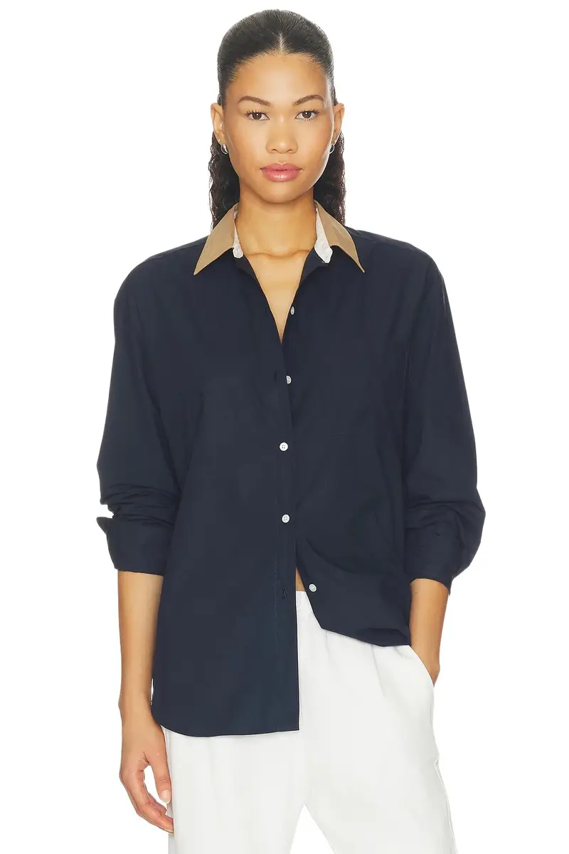 Yoshi Contrast Classic Button Down Top Yoshi Contrast Classic Button Down Top