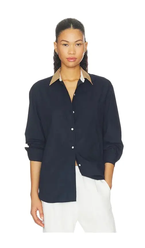 LESET Yoshi Contrast Classic Button Down Top