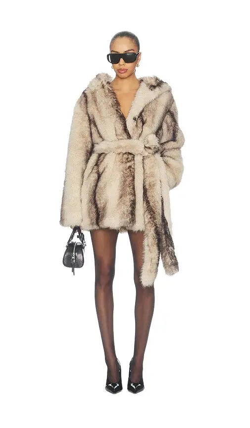 Kim Shui Page Faux Fur Hooded Robe Jacket