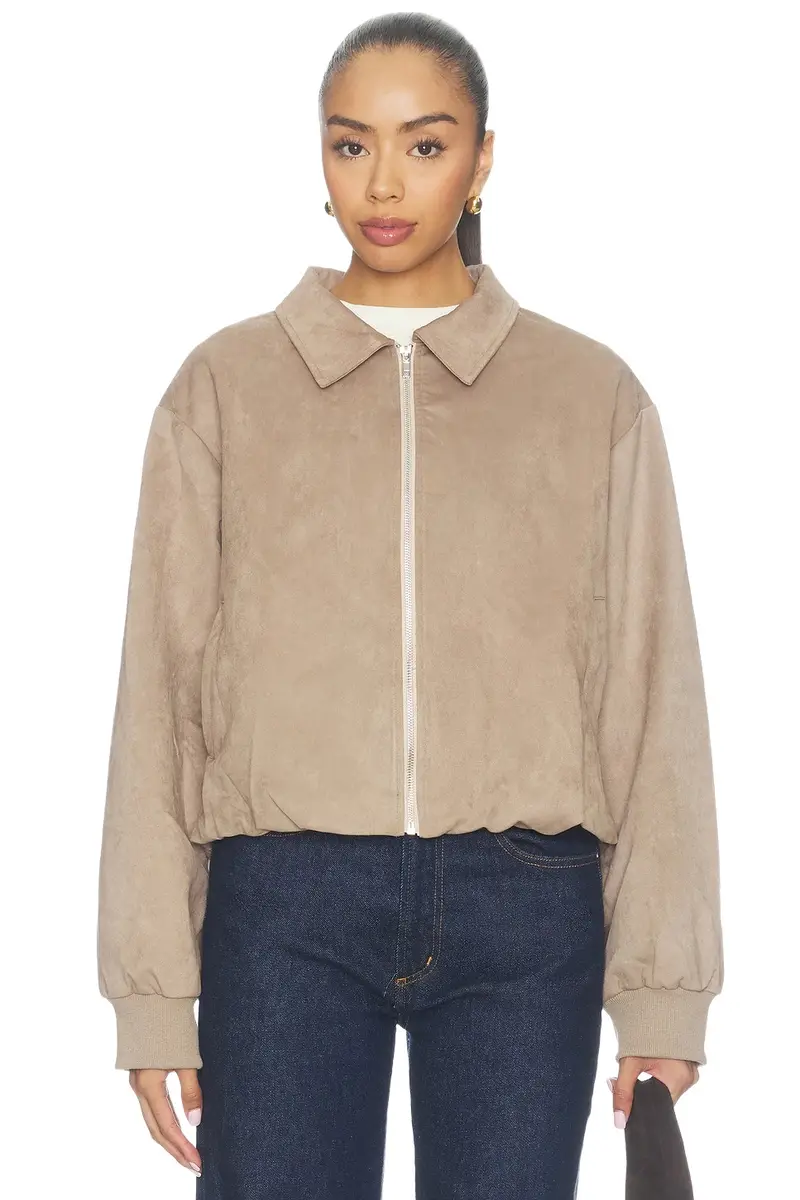 Asaka Faux Suede Bomber Jacket Asaka Faux Suede Bomber Jacket