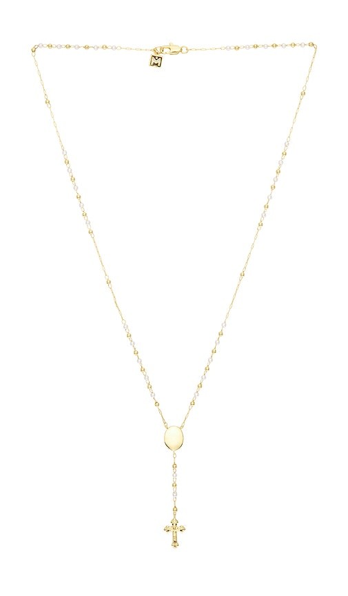 The M Jewelers NY The Pearl Mary Rosary Cross Necklace