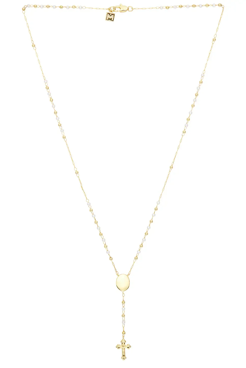 The M Jewelers NY The Pearl Mary Rosary Cross Necklace