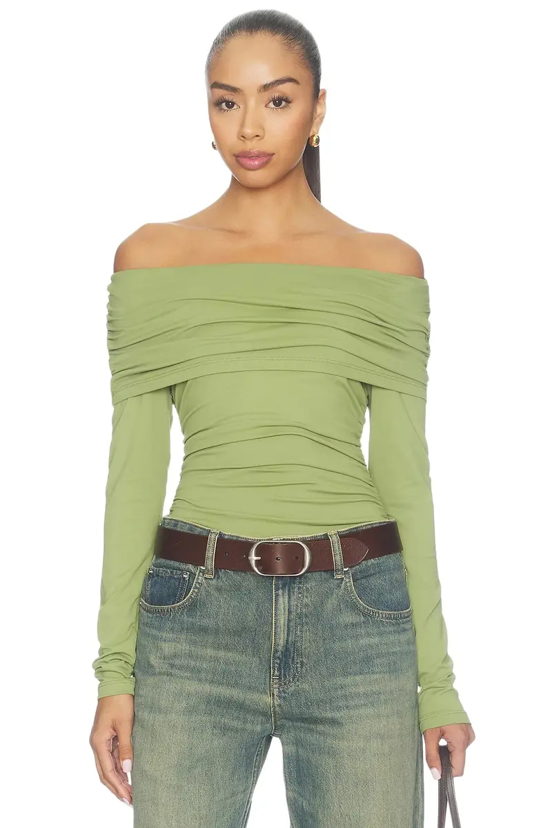 susana monaco Extra Gathered Off Shoulder Top