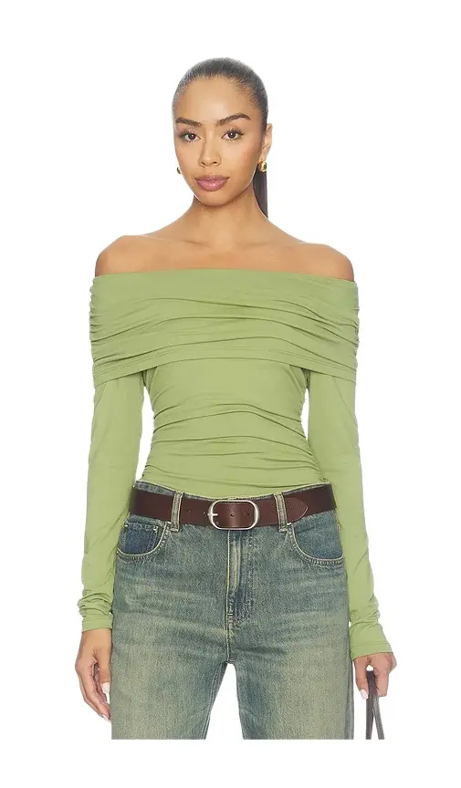 susana monaco Extra Gathered Off Shoulder Top
