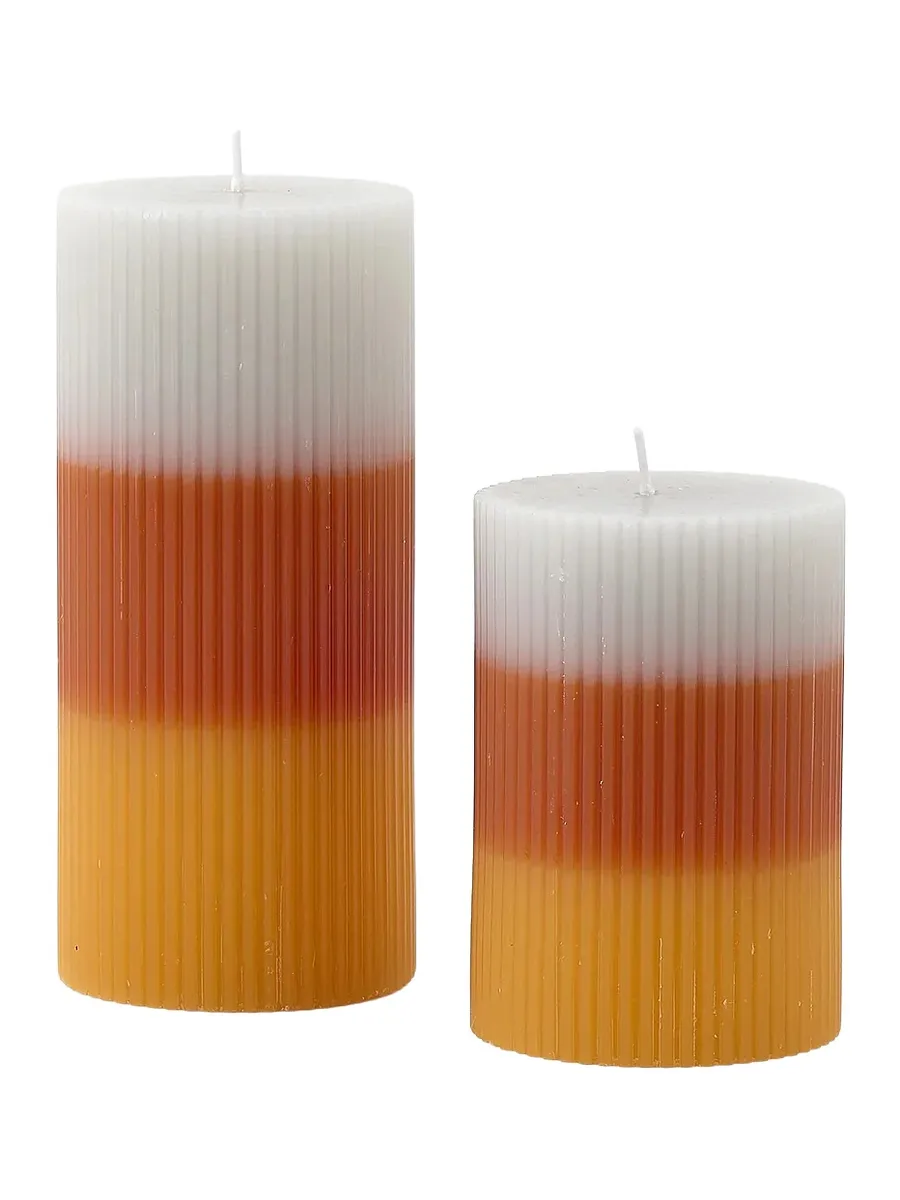 Poppy Lane Candy Corn Pillar Candle