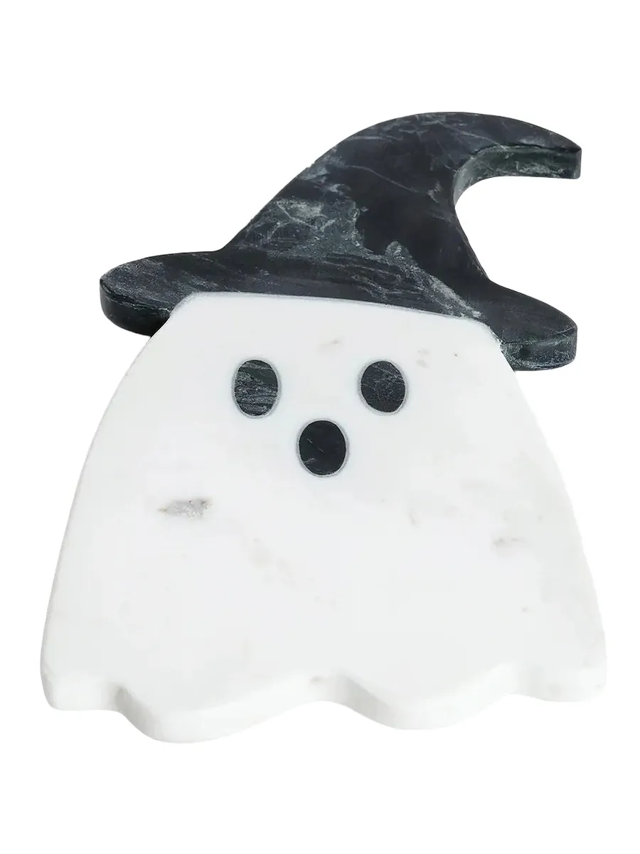 Poppy Lane Ghost With Witch Hat Marble Charcuterie Board
