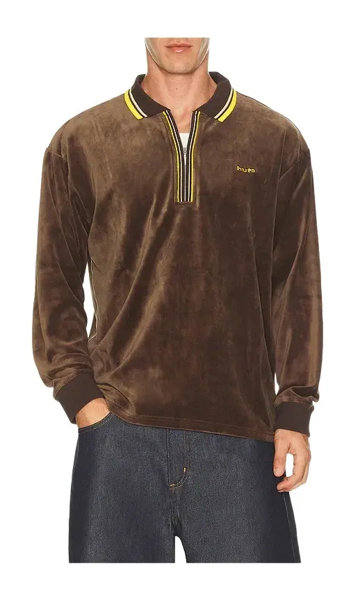 HUF Parker Velour Long Sleeve Polo