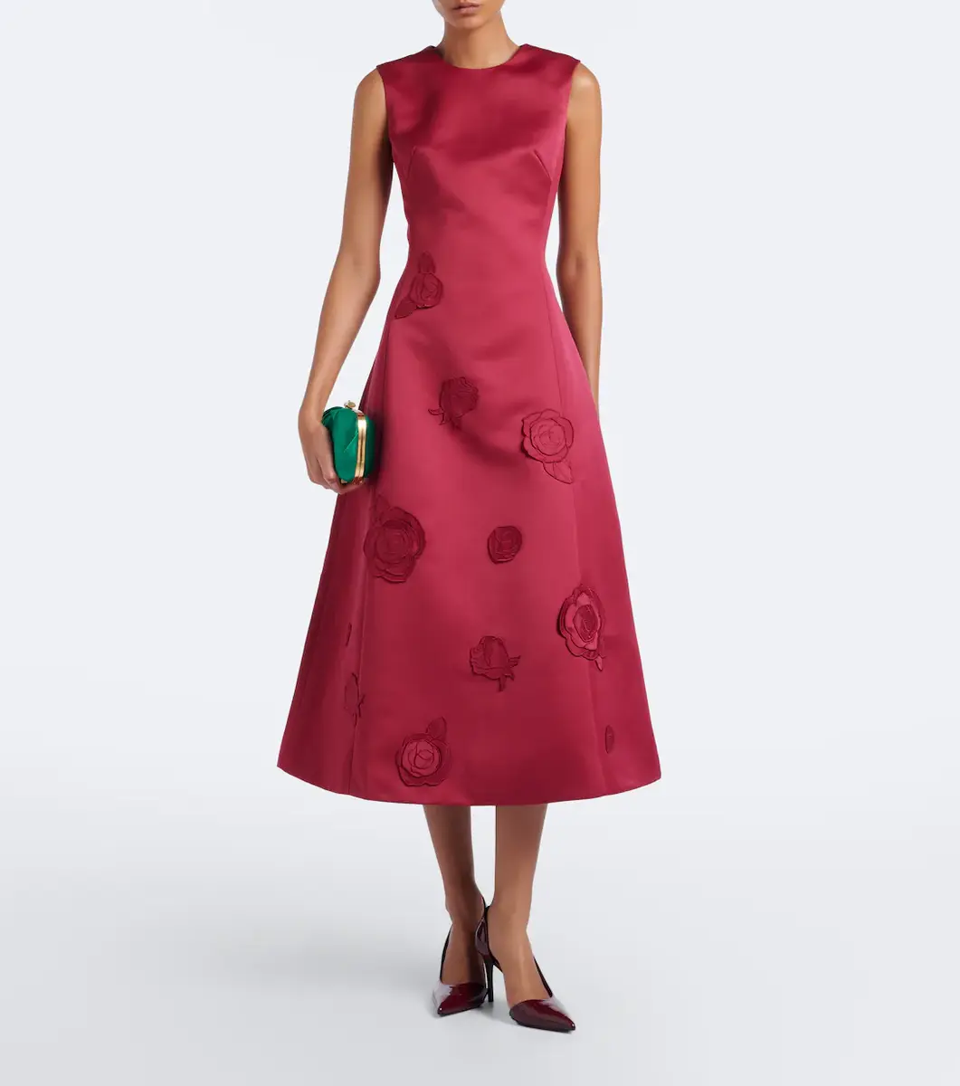 LEO LIN Cleo floral-appliqué satin cocktail dress | Thumbnail 2 LEO LIN Cleo floral-appliqué satin cocktail dress | Thumbnail 2