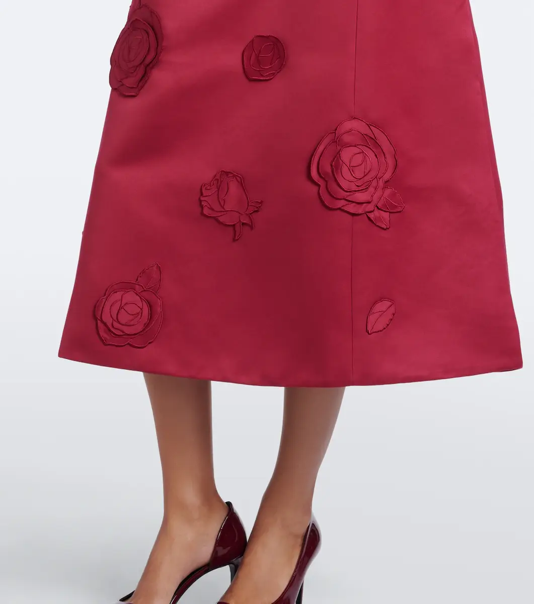 LEO LIN Cleo floral-appliqué satin cocktail dress | Thumbnail 4 LEO LIN Cleo floral-appliqué satin cocktail dress | Thumbnail 4