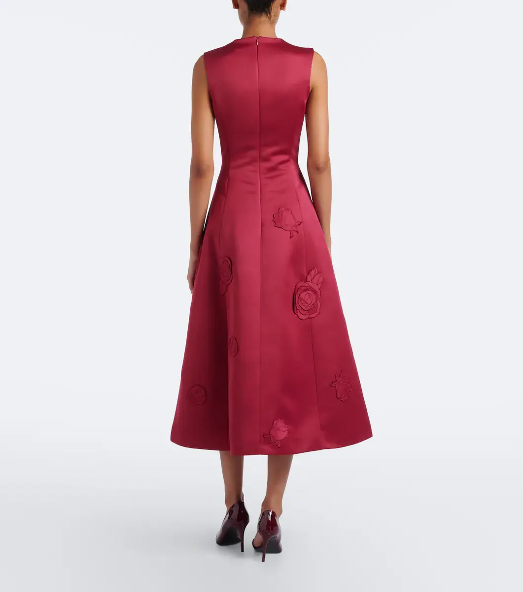 LEO LIN Cleo floral-appliqué satin cocktail dress | Thumbnail 5 LEO LIN Cleo floral-appliqué satin cocktail dress | Thumbnail 5