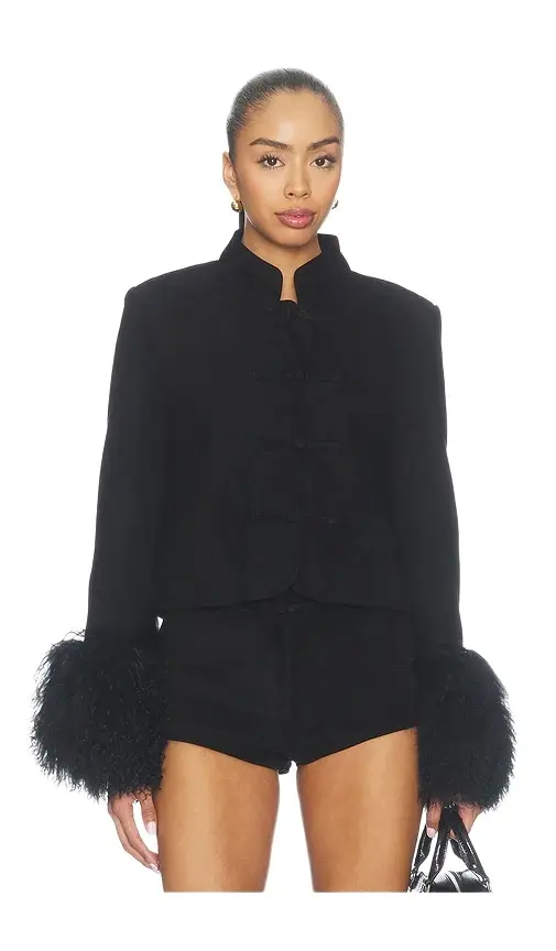 Leighton Shearling Trim Suede Jacket Leighton Shearling Trim Suede Jacket