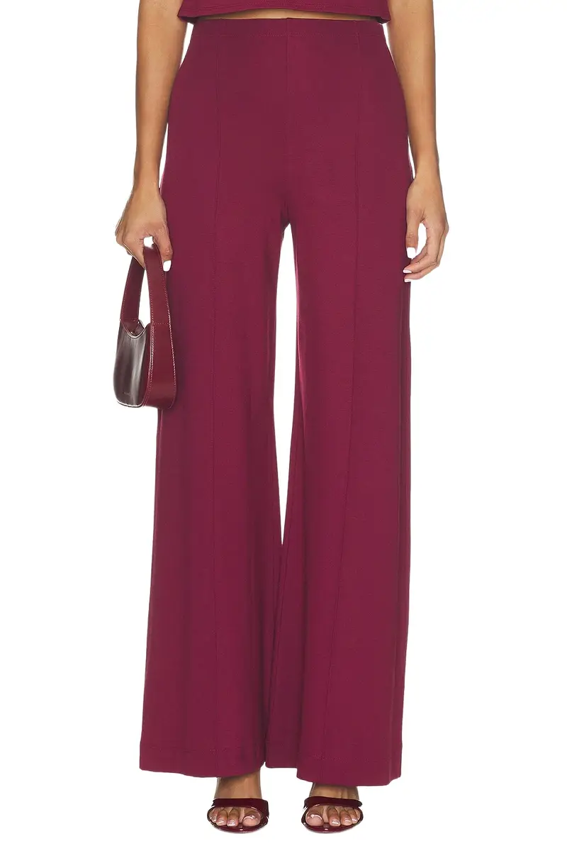 Ponte Knit Long Wide Leg Pant