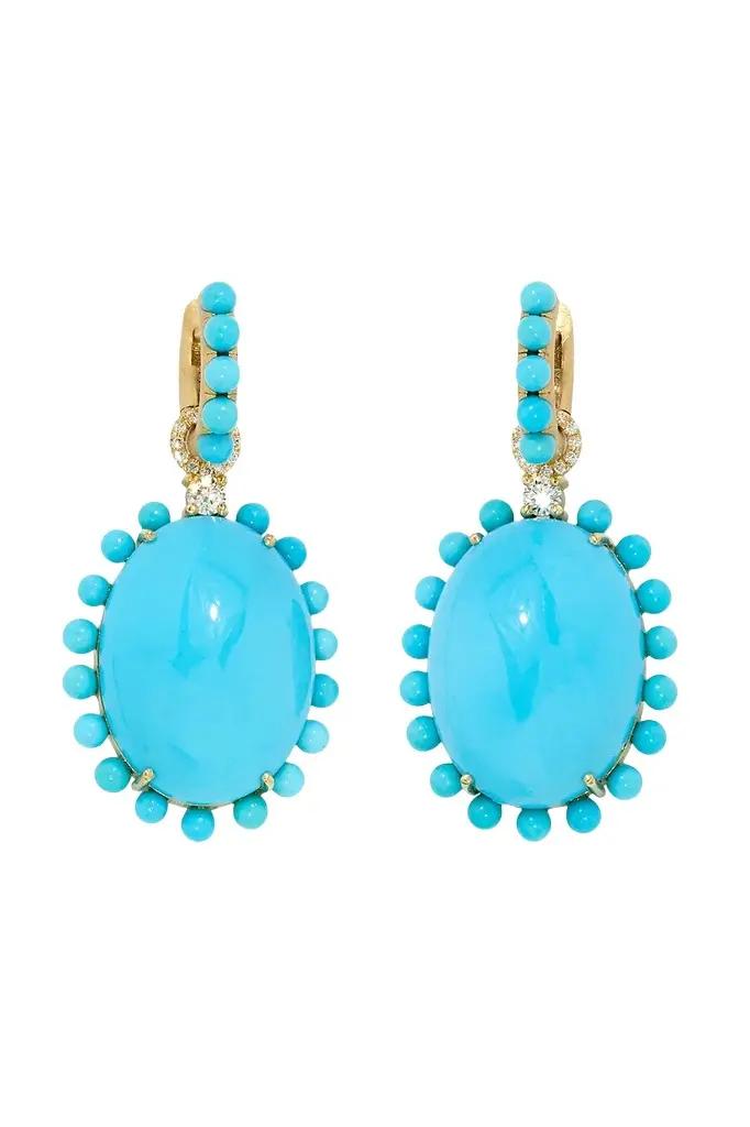 IRENE NEUWIRTH JEWELRY Diamond Turquoise Sphere Drop Earrings