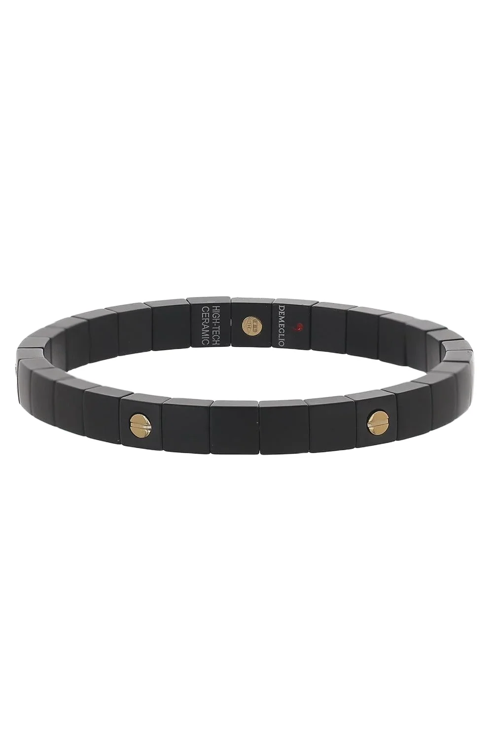 Six Station Matte Black Screw Scacco Stretch Bracelet Six Station Matte Black Screw Scacco Stretch Bracelet