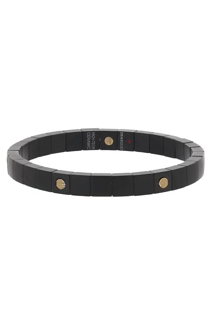 ROBERTO DEMEGLIO Six Station Matte Black Screw Scacco Stretch Bracelet