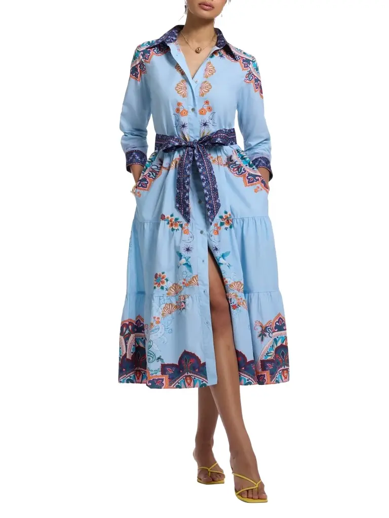 Robert Graham Women's Pia Pia Paisley Tie-Waist Midi Shirtdress