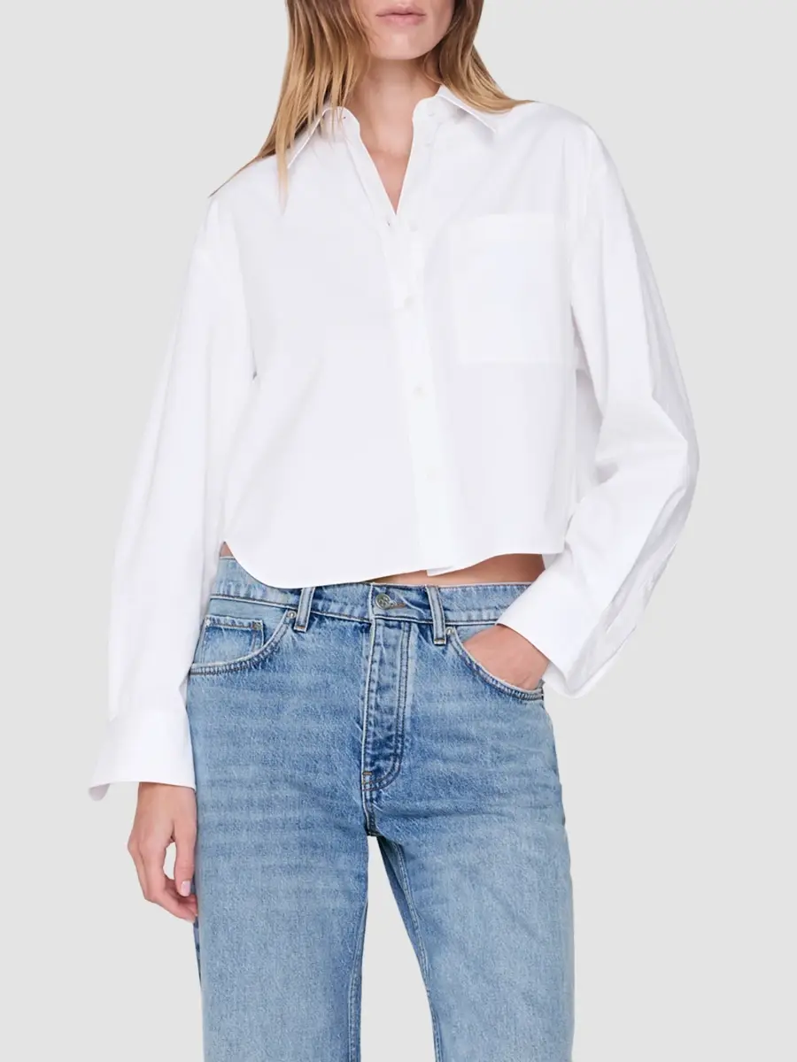 Anine Bing Women's Scott Cotton Poplin Crop Shirt | Thumbnail 4 Anine Bing Women's Scott Cotton Poplin Crop Shirt | Thumbnail 4