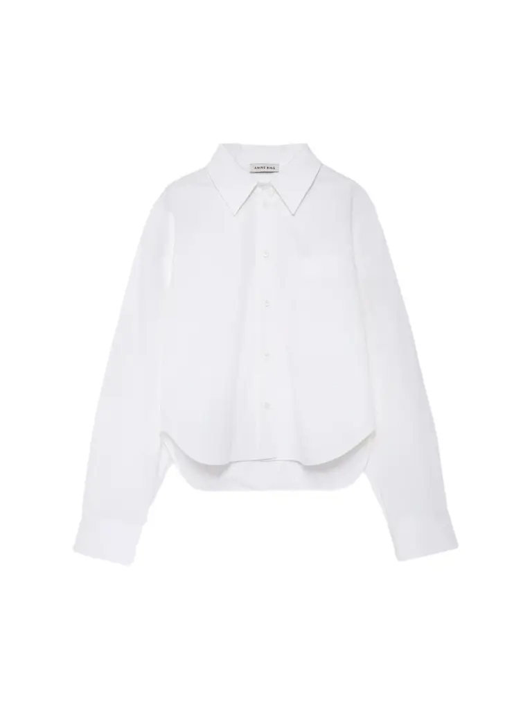 Anine Bing Women's Scott Cotton Poplin Crop Shirt