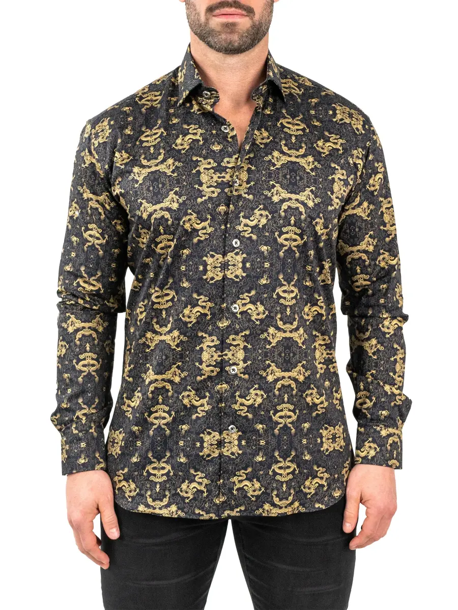 Maceoo Men's Fibonacci Dragon Shirt | Thumbnail 2