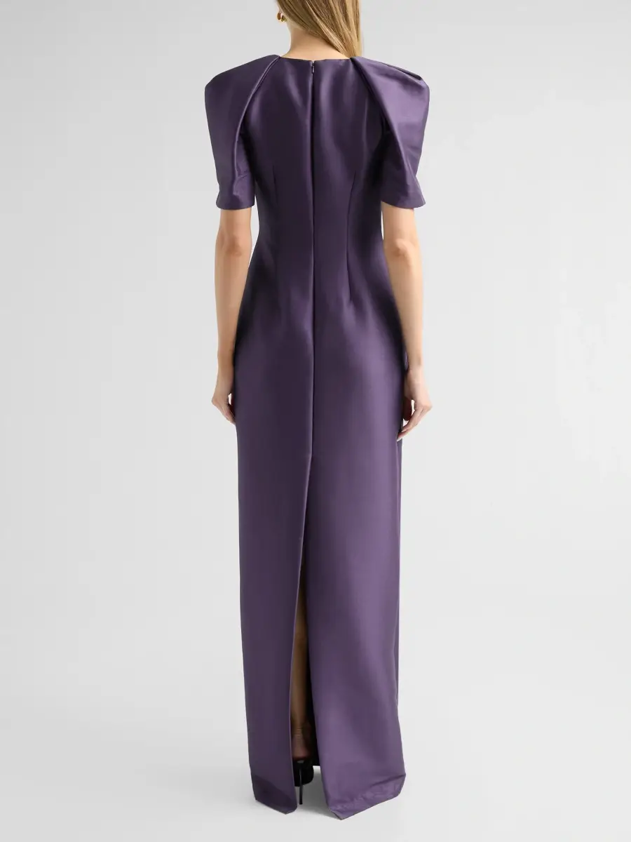 BADGLEY MISCHKA Women's Cape-Sleeve Mikado Column Gown | Thumbnail 3 BADGLEY MISCHKA Women's Cape-Sleeve Mikado Column Gown | Thumbnail 3