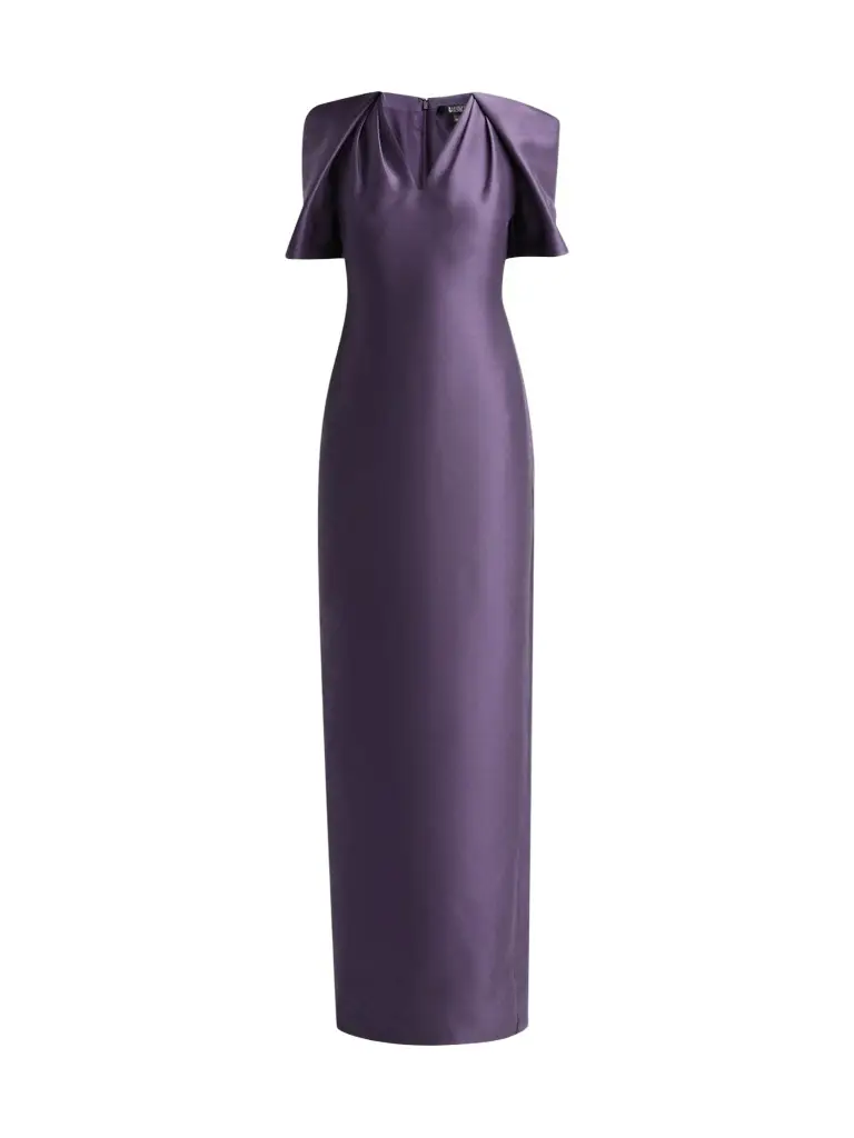 Women's Cape-Sleeve Mikado Column Gown Women's Cape-Sleeve Mikado Column Gown