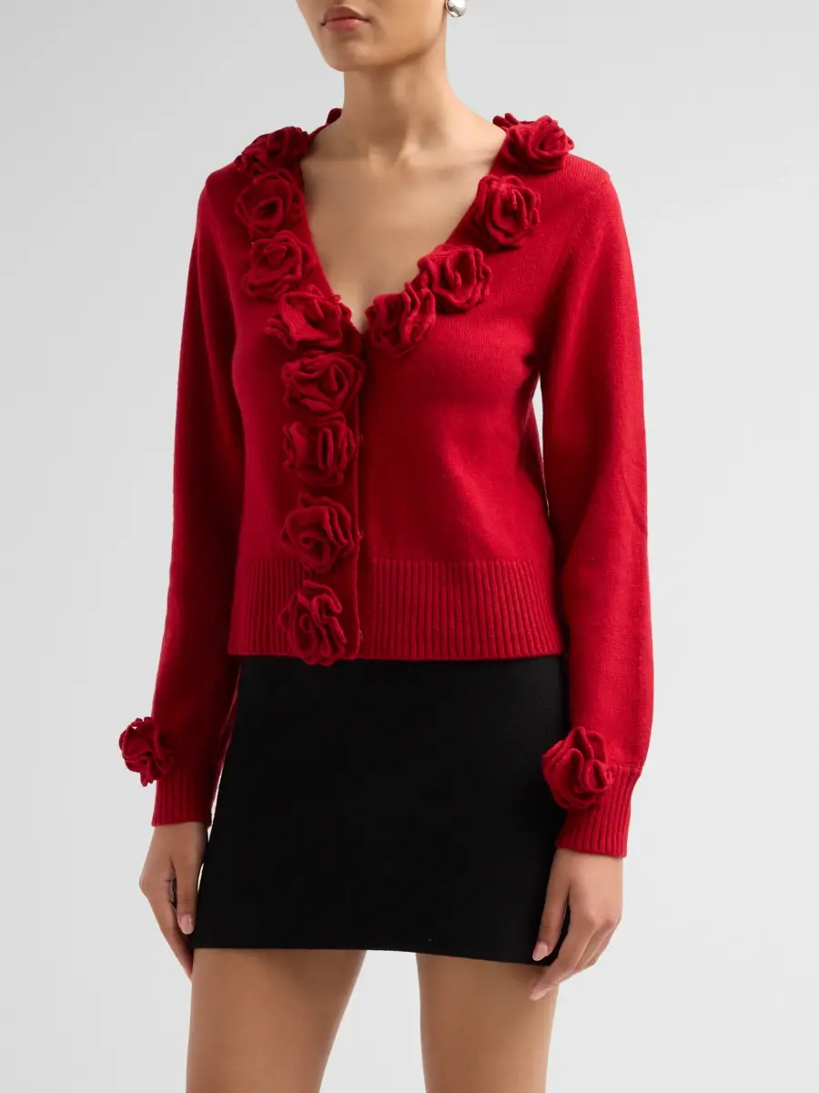 Farm Rio Women's 3D Floral Cardigan | Thumbnail 4 Farm Rio Women's 3D Floral Cardigan | Thumbnail 4