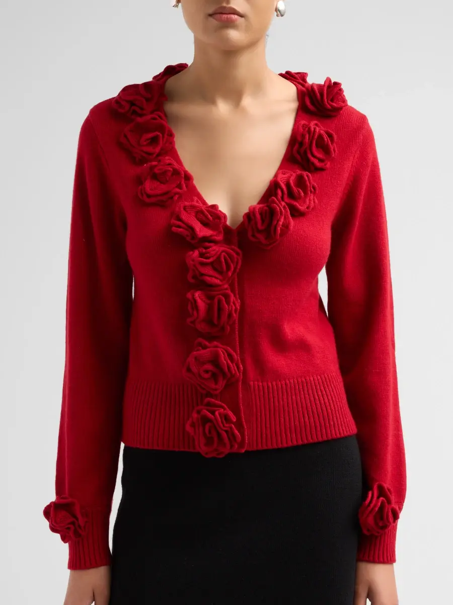 Farm Rio Women's 3D Floral Cardigan | Thumbnail 5 Farm Rio Women's 3D Floral Cardigan | Thumbnail 5