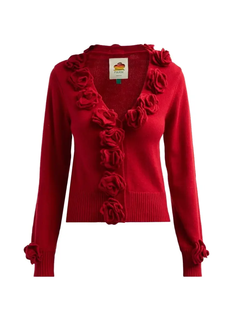 Farm Rio Women's 3D Floral Cardigan