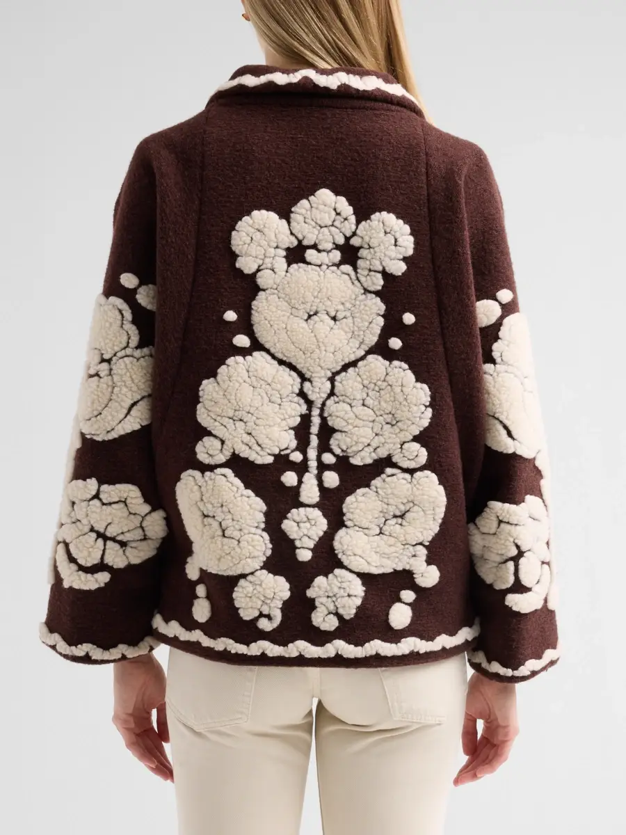 Farm Rio Women's Floral-Embroidered Fleece Coat | Thumbnail 3 Farm Rio Women's Floral-Embroidered Fleece Coat | Thumbnail 3