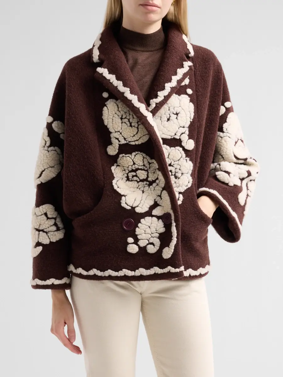 Farm Rio Women's Floral-Embroidered Fleece Coat | Thumbnail 4 Farm Rio Women's Floral-Embroidered Fleece Coat | Thumbnail 4