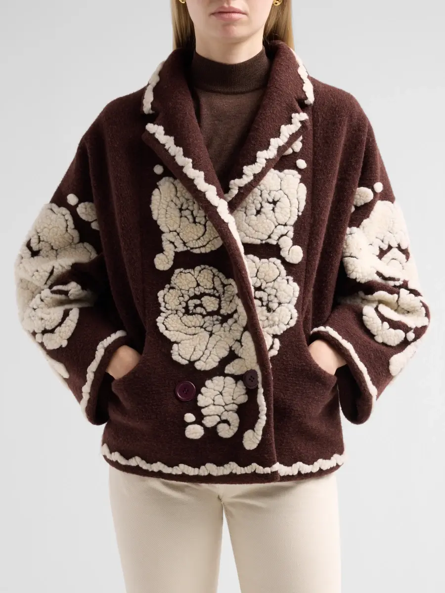 Farm Rio Women's Floral-Embroidered Fleece Coat | Thumbnail 5 Farm Rio Women's Floral-Embroidered Fleece Coat | Thumbnail 5
