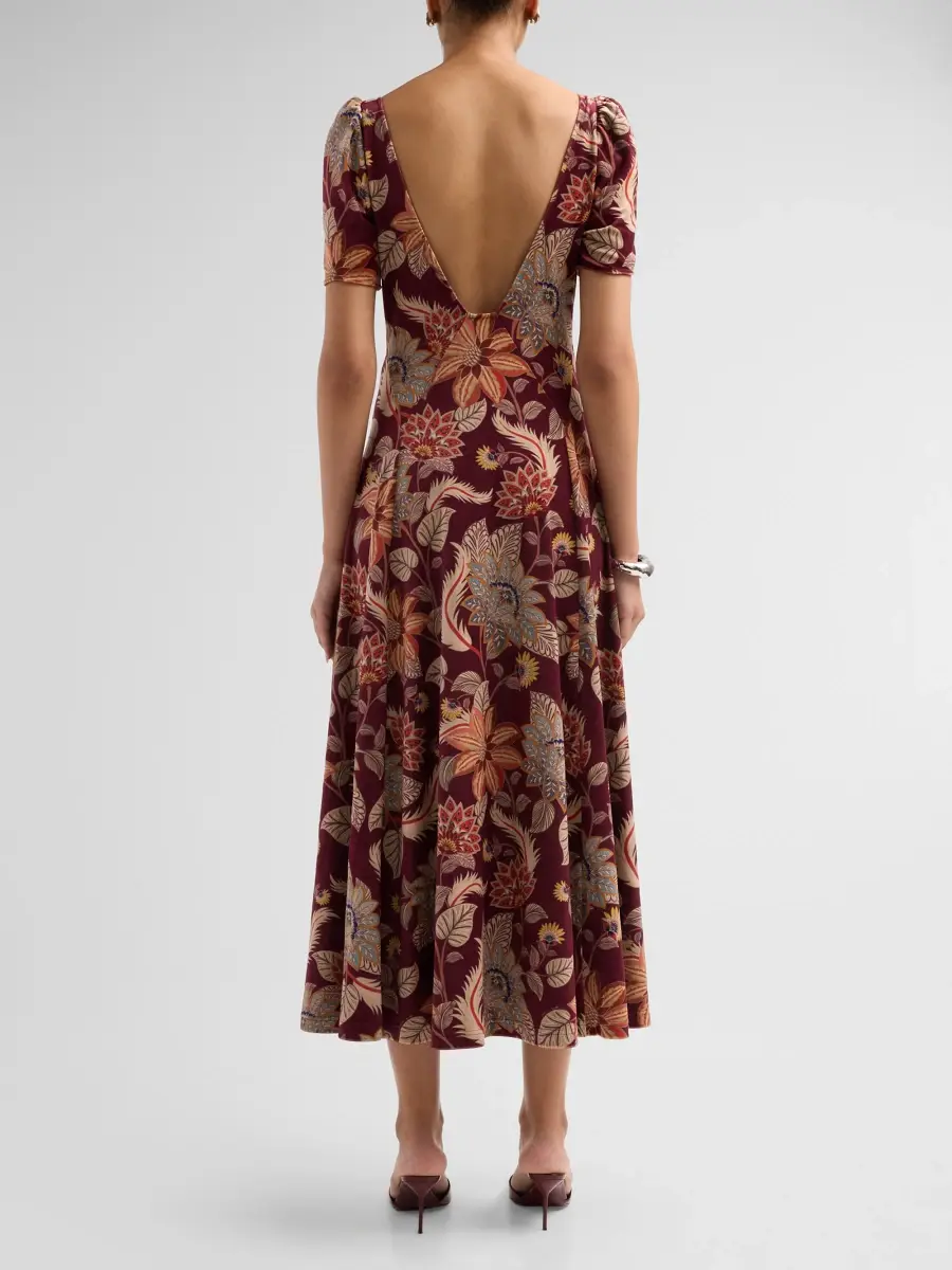 Farm Rio Women's Delhi Floral Velvet A-Line Dress | Thumbnail 3 Farm Rio Women's Delhi Floral Velvet A-Line Dress | Thumbnail 3