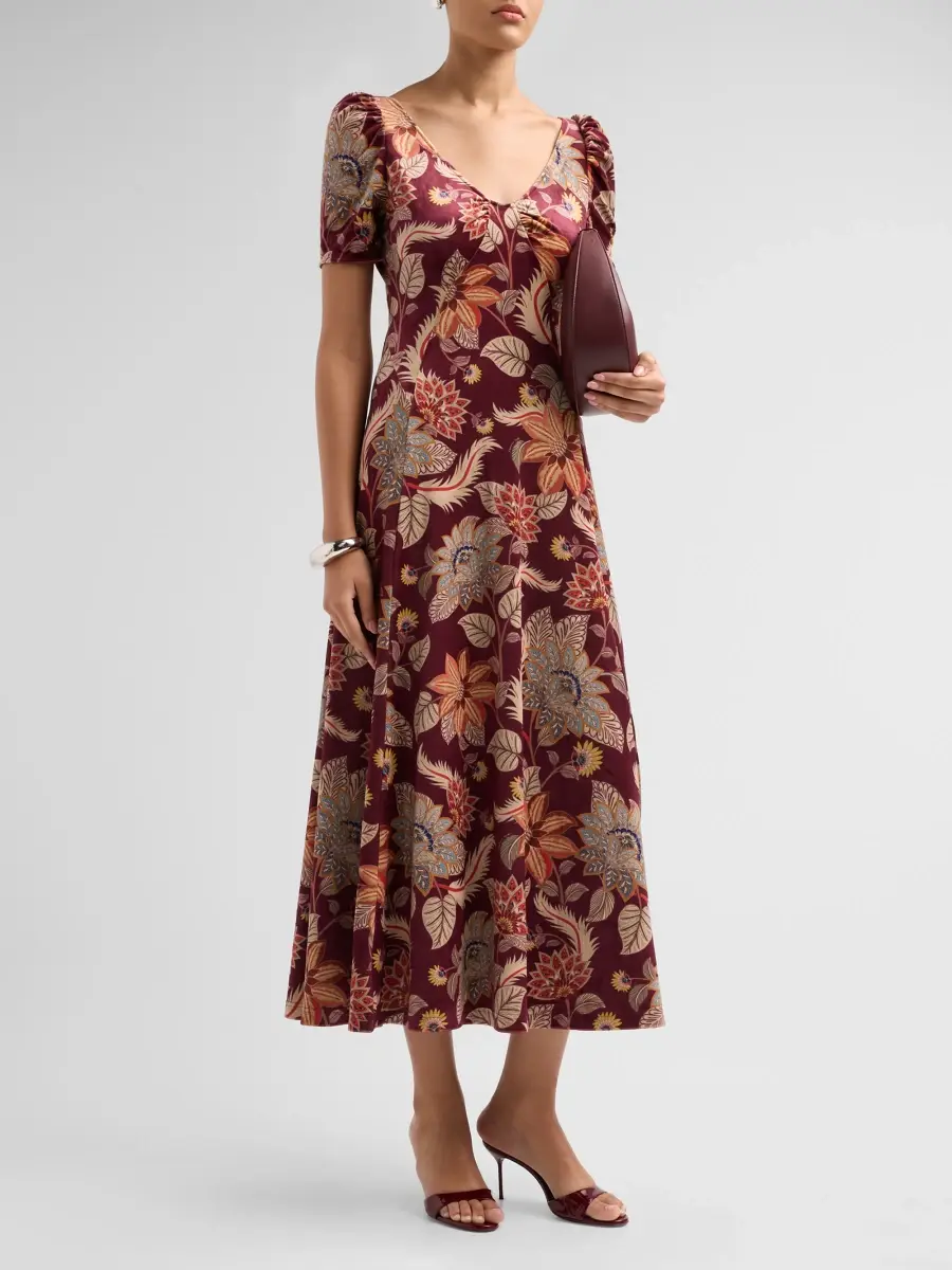 Farm Rio Women's Delhi Floral Velvet A-Line Dress | Thumbnail 4 Farm Rio Women's Delhi Floral Velvet A-Line Dress | Thumbnail 4