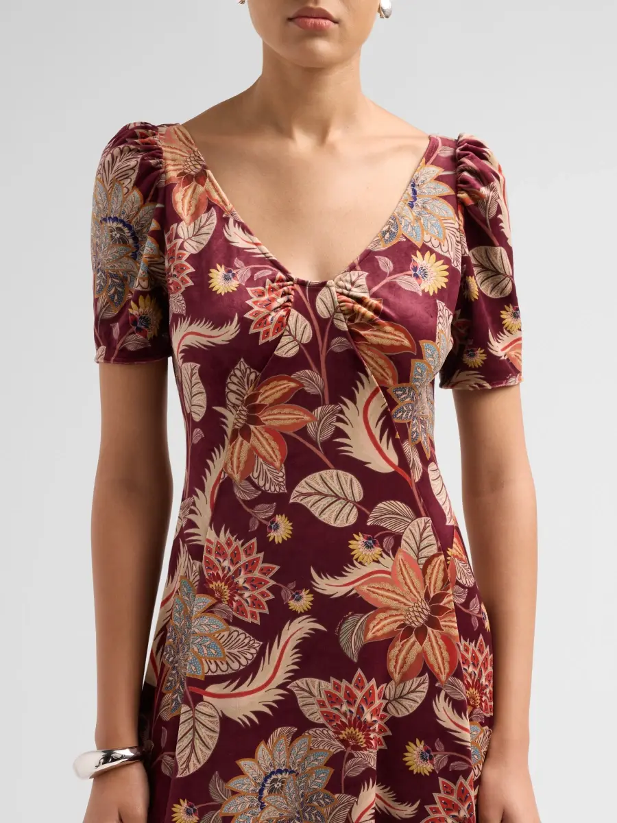 Farm Rio Women's Delhi Floral Velvet A-Line Dress | Thumbnail 5 Farm Rio Women's Delhi Floral Velvet A-Line Dress | Thumbnail 5