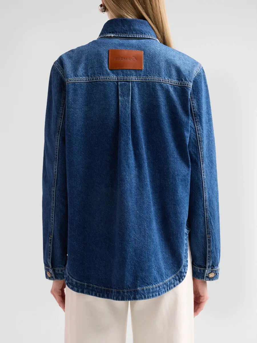 Farm Rio Women's Embellished Denim Shirt | Thumbnail 3 Farm Rio Women's Embellished Denim Shirt | Thumbnail 3