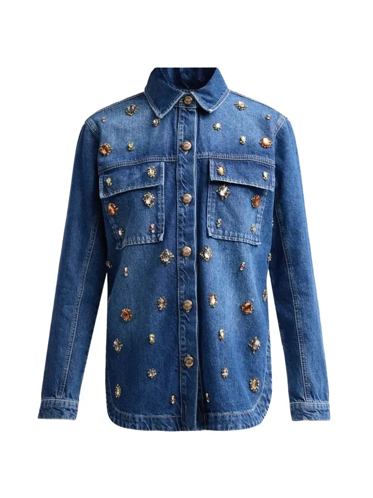 Farm Rio Women's Embellished Denim Shirt