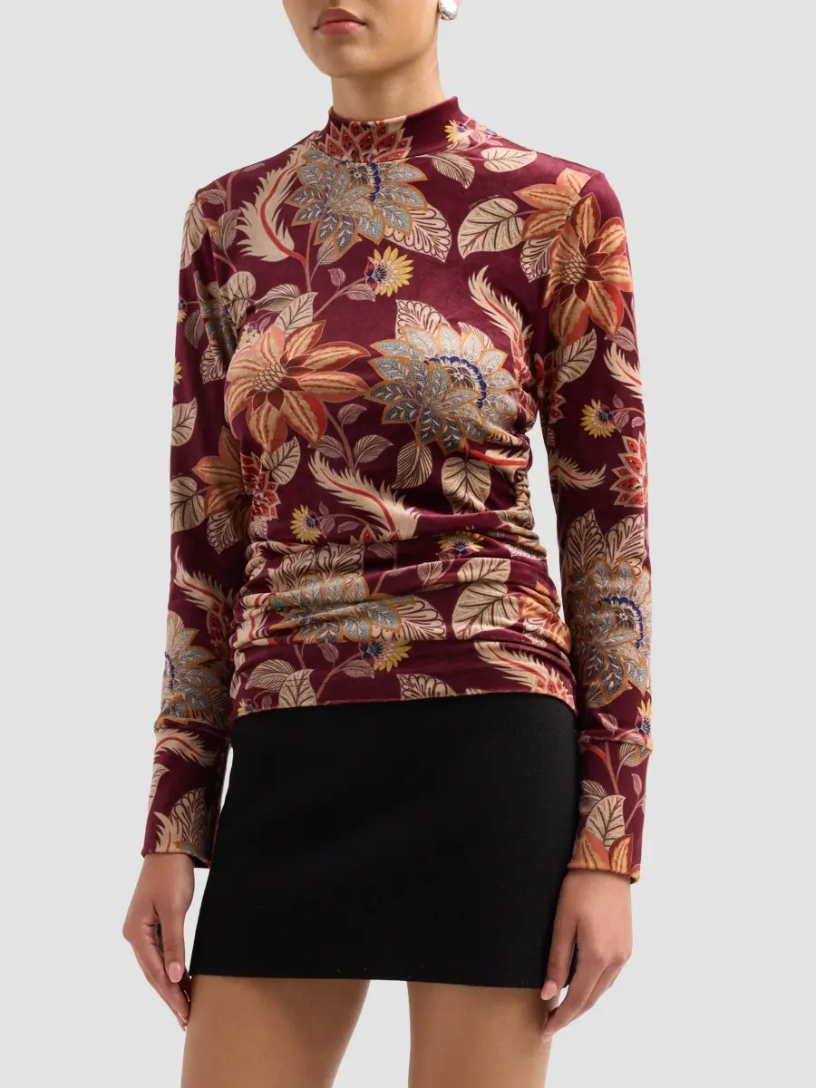 Farm Rio Women's Delhi Floral Velvet Top | Thumbnail 4 Farm Rio Women's Delhi Floral Velvet Top | Thumbnail 4