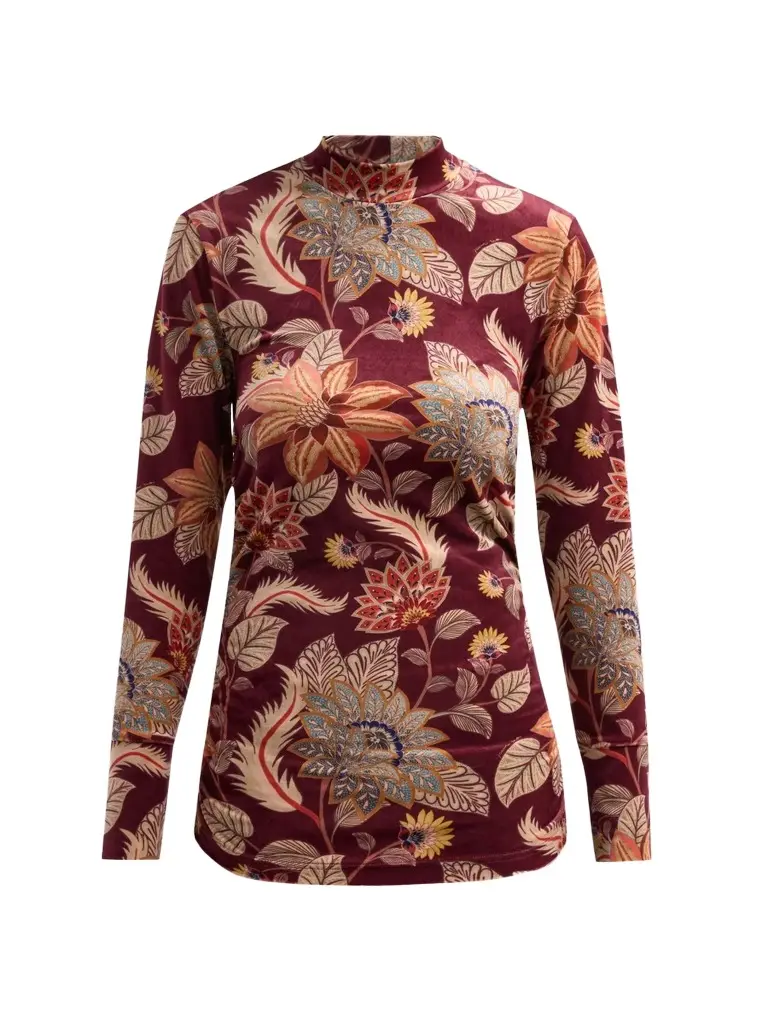 Farm Rio Women's Delhi Floral Velvet Top