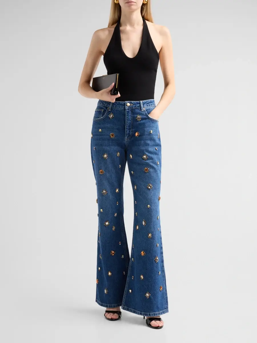 Farm Rio Women's Embellished Flared Jeans | Thumbnail 2 Farm Rio Women's Embellished Flared Jeans | Thumbnail 2