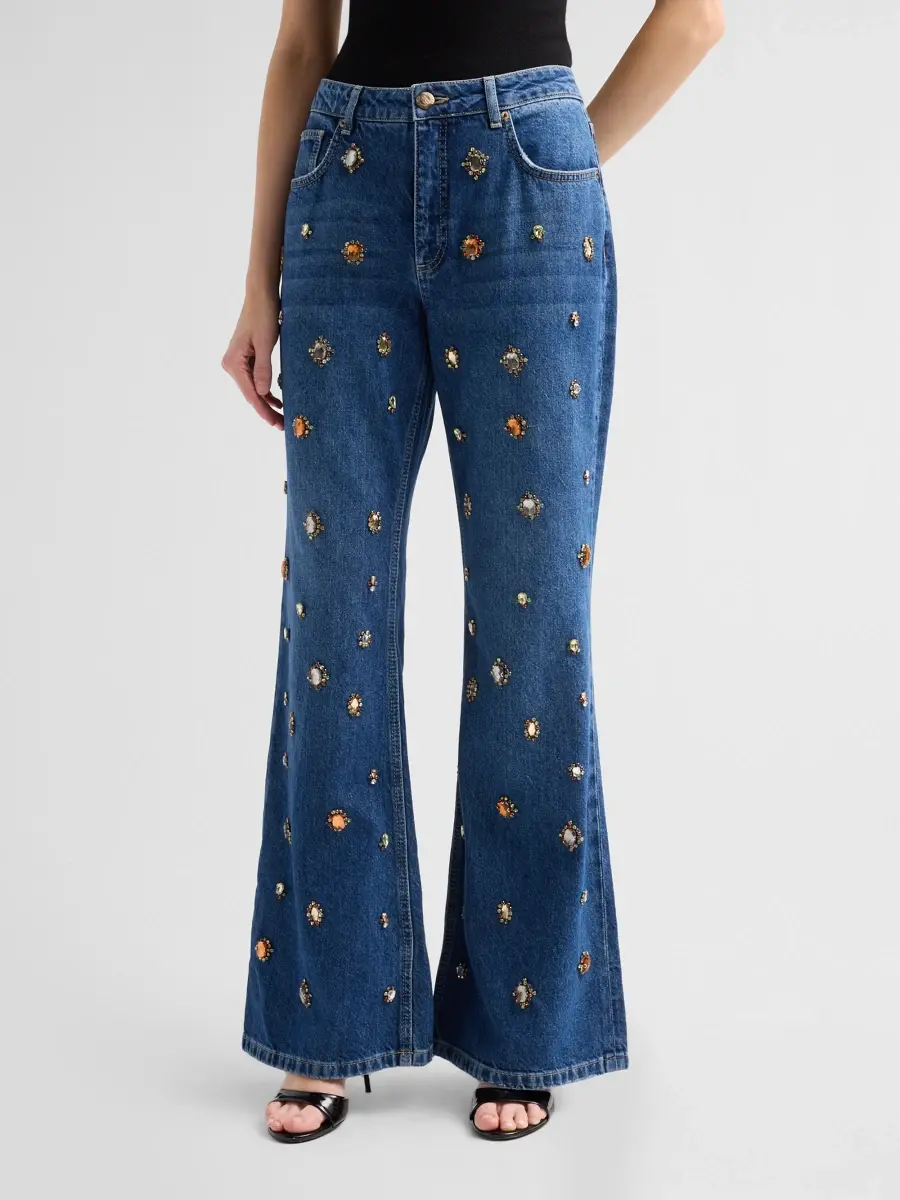 Farm Rio Women's Embellished Flared Jeans | Thumbnail 4 Farm Rio Women's Embellished Flared Jeans | Thumbnail 4