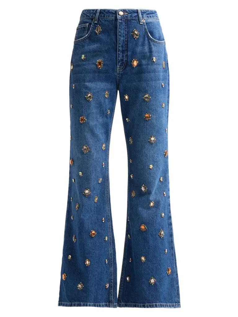 Farm Rio Women's Embellished Flared Jeans