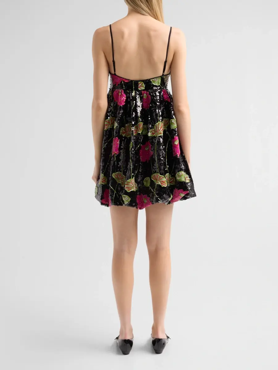 Farm Rio Women's Floral Sequin-Embellished Balloon Mini Dress | Thumbnail 3 Farm Rio Women's Floral Sequin-Embellished Balloon Mini Dress | Thumbnail 3