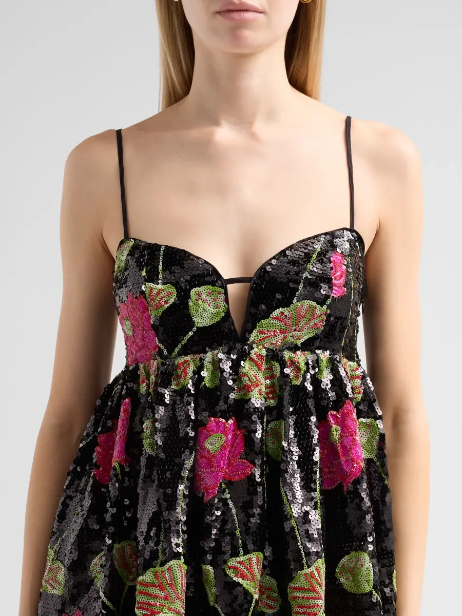 Farm Rio Women's Floral Sequin-Embellished Balloon Mini Dress | Thumbnail 5 Farm Rio Women's Floral Sequin-Embellished Balloon Mini Dress | Thumbnail 5