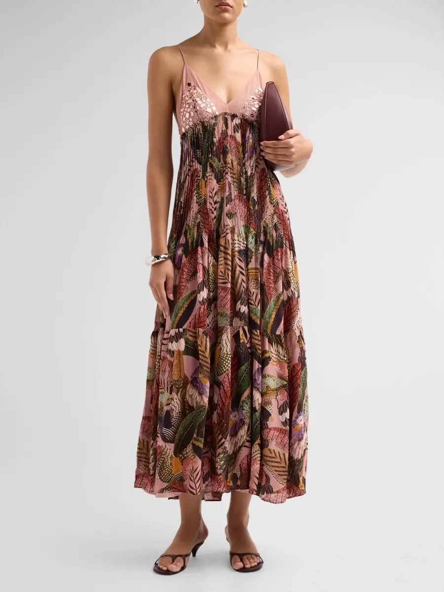 Farm Rio Women's Embellished Bird Print Dress | Thumbnail 2 Farm Rio Women's Embellished Bird Print Dress | Thumbnail 2