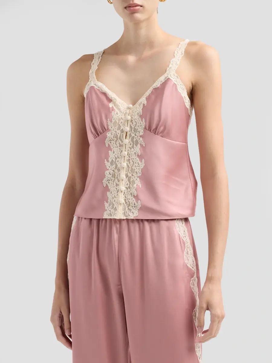 LoveShackFancy Women's Effy Lace-Trim Crepe Top | Thumbnail 4 LoveShackFancy Women's Effy Lace-Trim Crepe Top | Thumbnail 4
