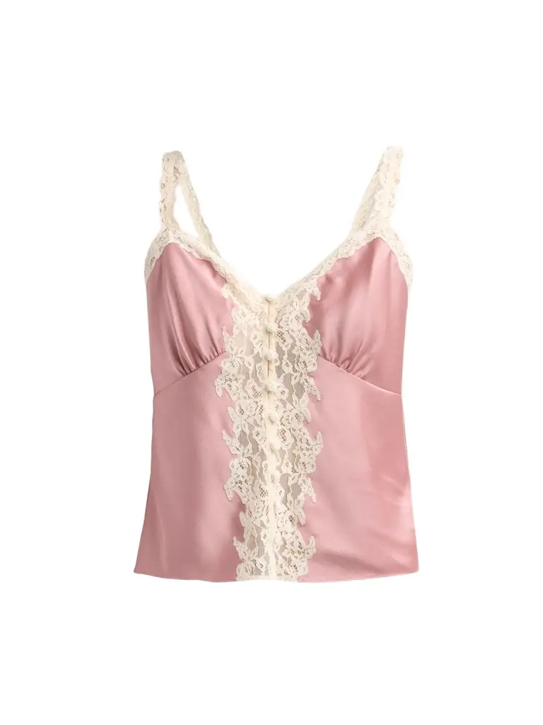 LoveShackFancy Women's Effy Lace-Trim Crepe Top
