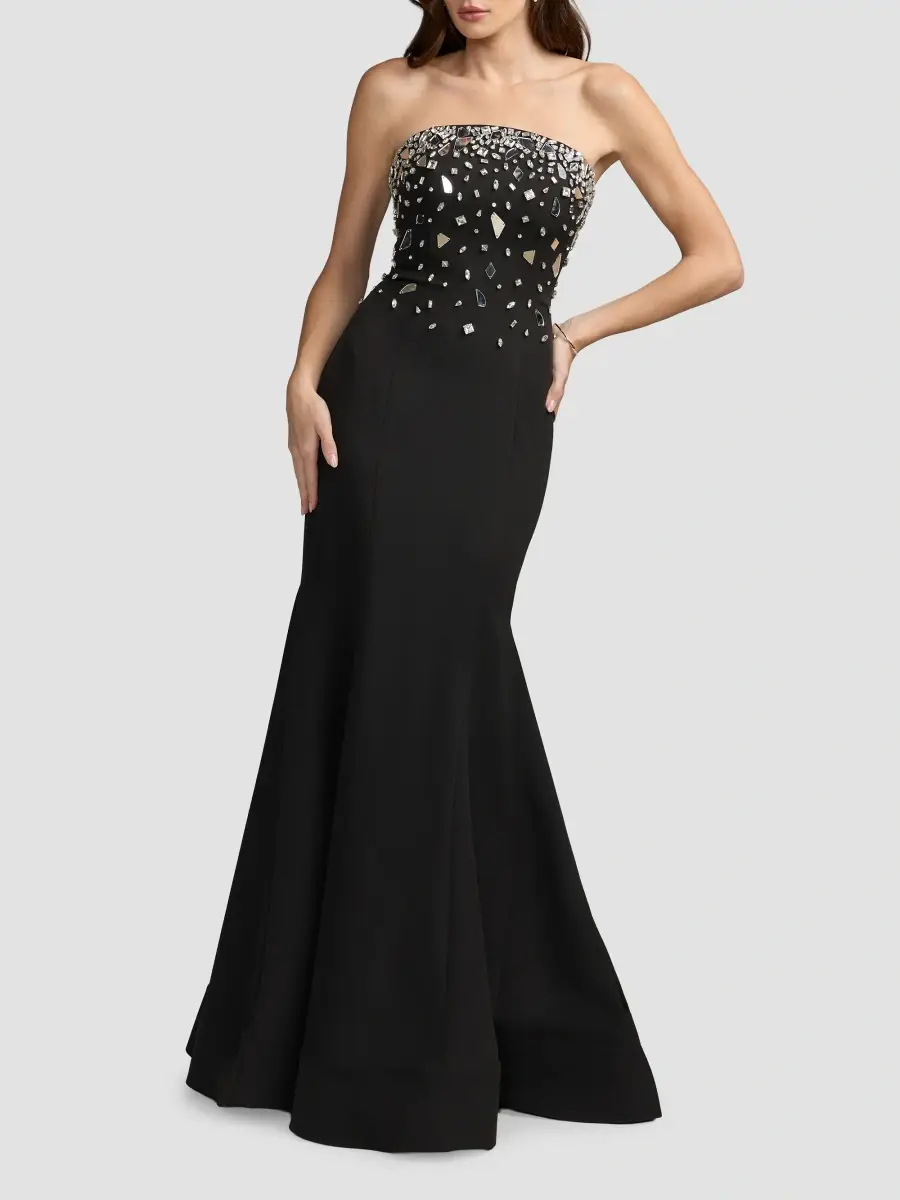 Mac Duggal Women's Crêpe Strapless Embellished Mermaid Gown | Thumbnail 2 Mac Duggal Women's Crêpe Strapless Embellished Mermaid Gown | Thumbnail 2