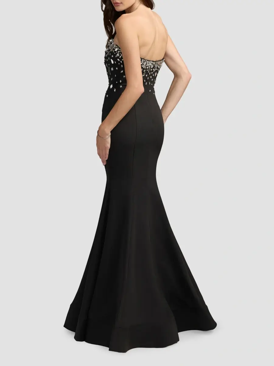 Mac Duggal Women's Crêpe Strapless Embellished Mermaid Gown | Thumbnail 3 Mac Duggal Women's Crêpe Strapless Embellished Mermaid Gown | Thumbnail 3